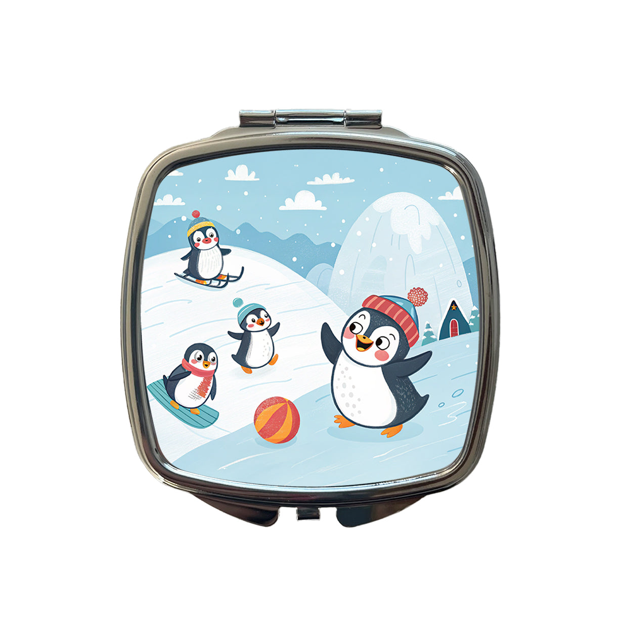 Kawaii Penguins Small Travel Purse Handbag Pocket Makeup Compact Mirror