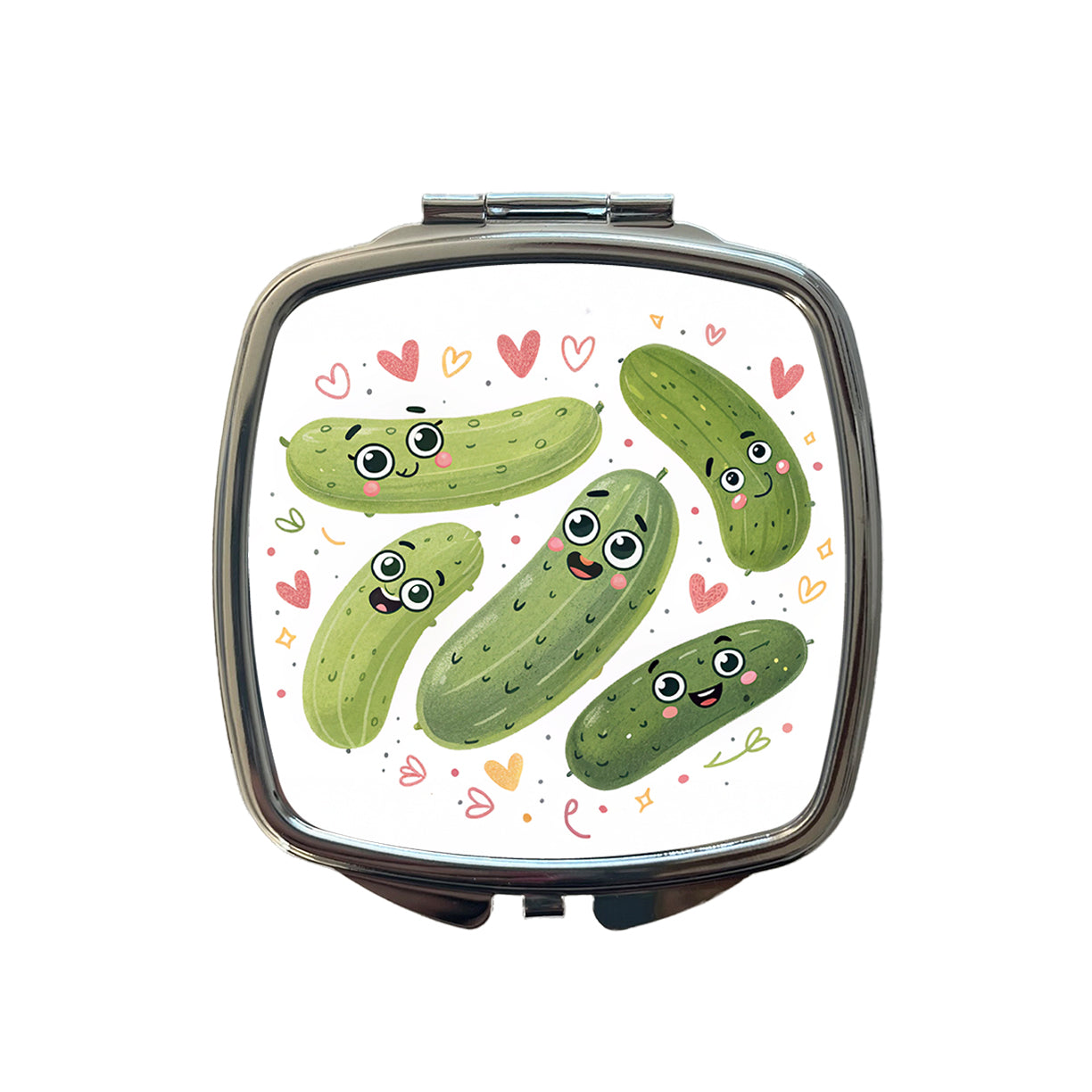 Kawaii Pickles Small Travel Purse Handbag Pocket Makeup Compact Mirror