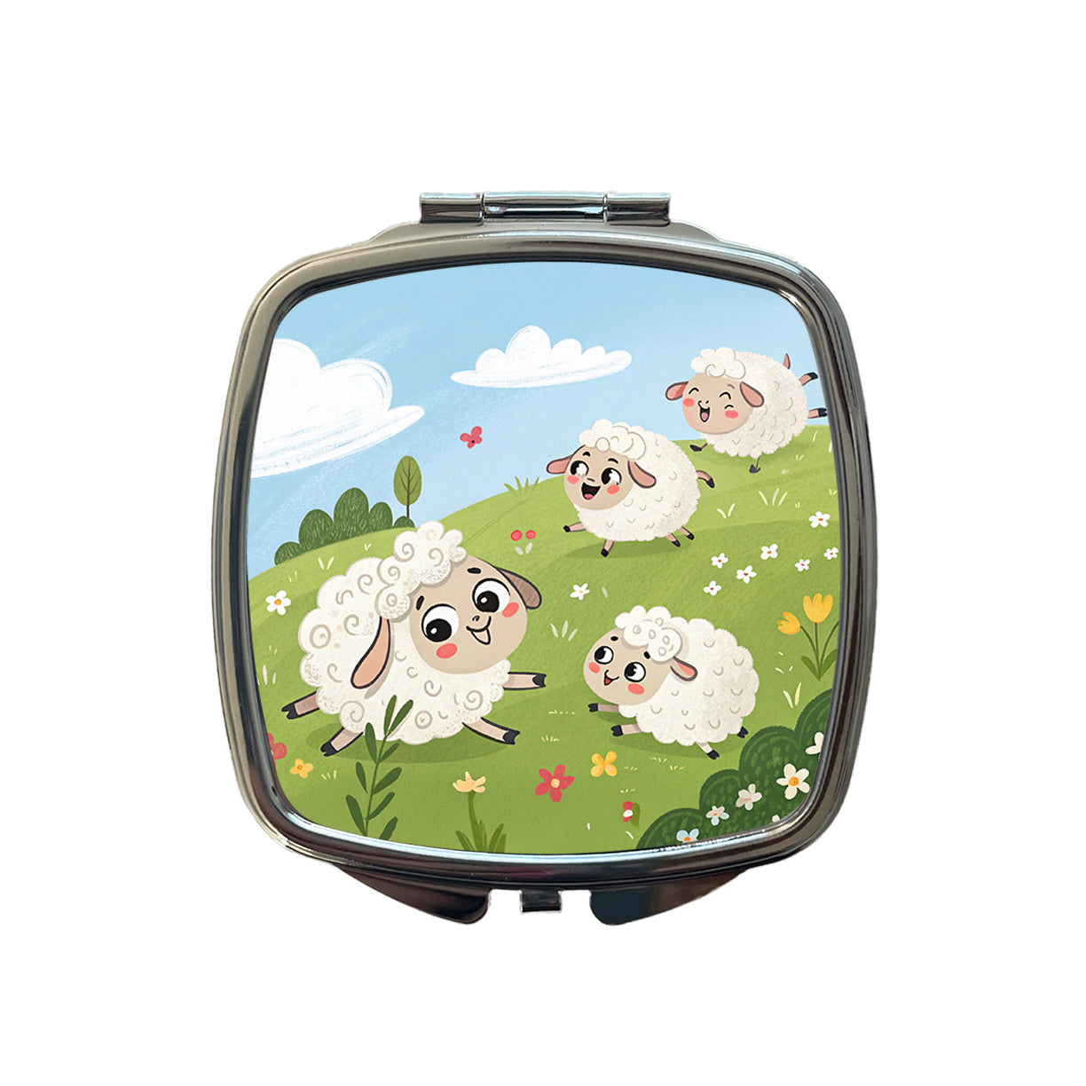 Kawaii Sheep Small Travel Purse Handbag Pocket Makeup Compact Mirror