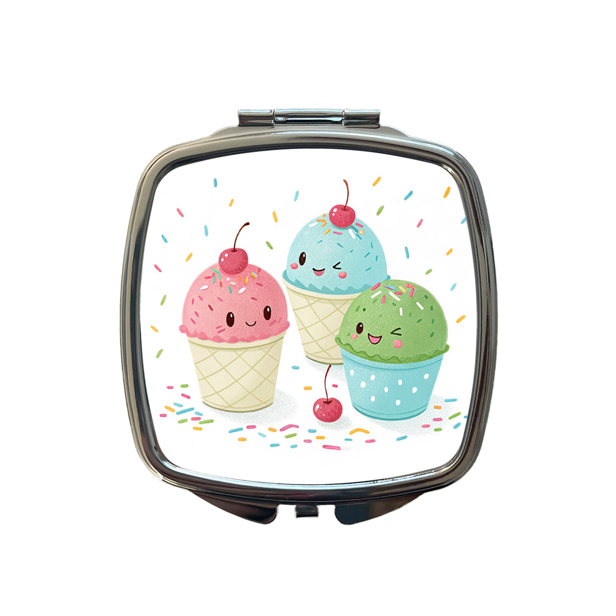 Kawaii Snowcones Small Travel Purse Handbag Pocket Makeup Compact Mirror