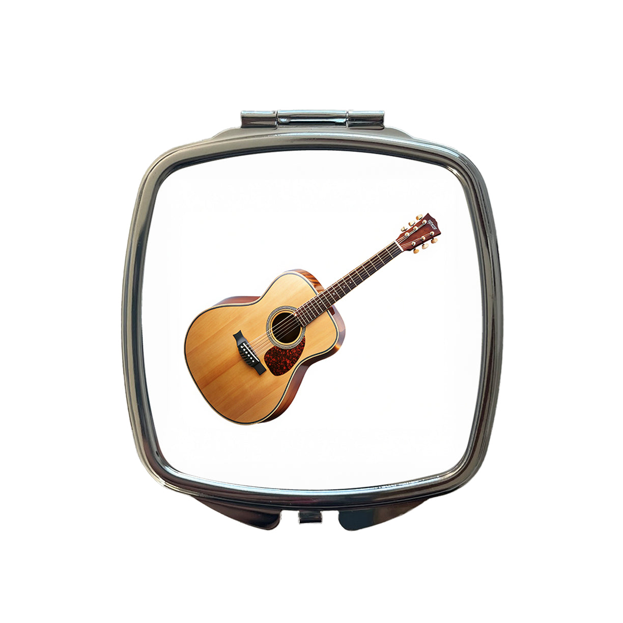 Acoustic Guitar Music Musical Instrument Musician Small Travel Purse Handbag Pocket Makeup Compact Mirror