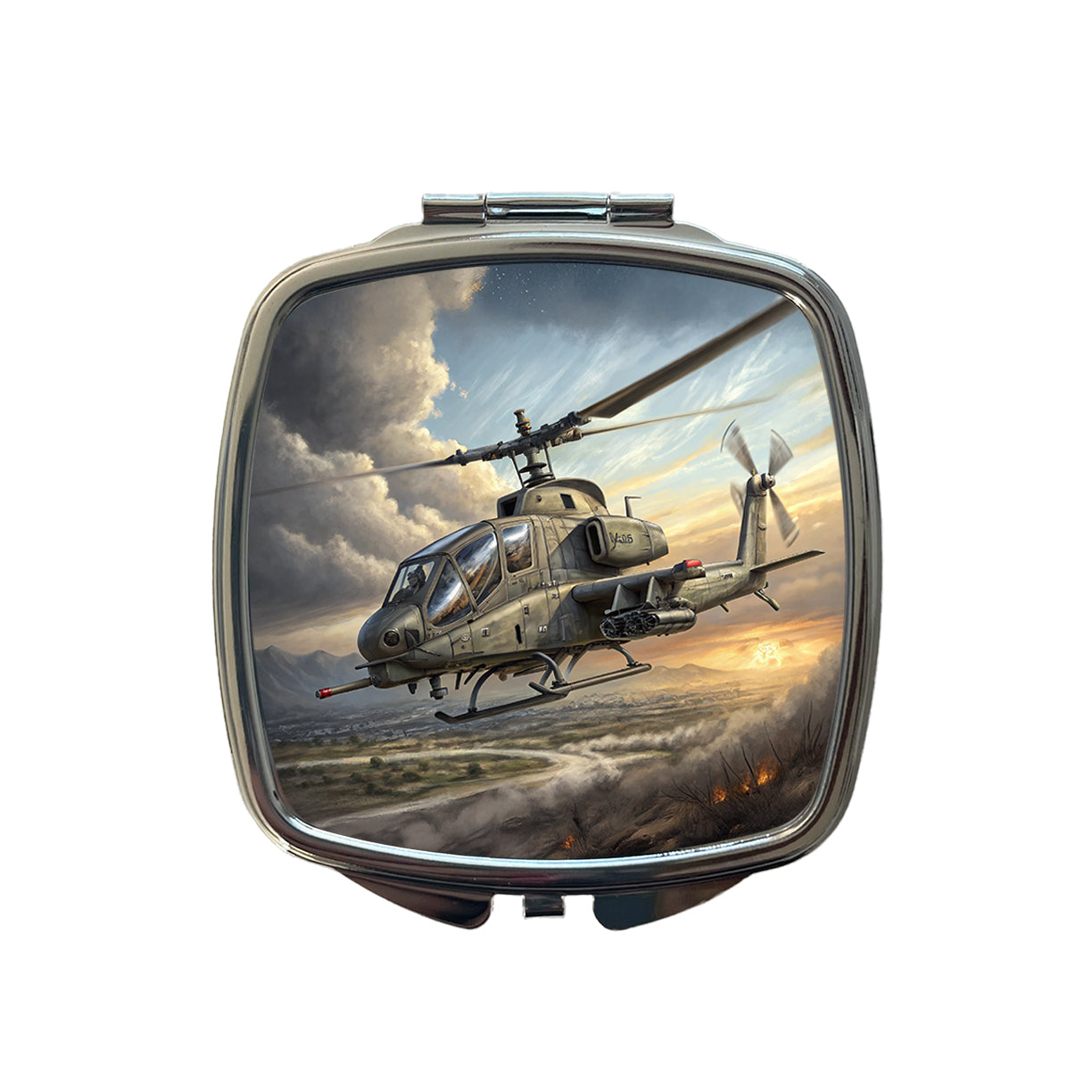 AH-1 SuperCobra US Marines Attack Helicopter Small Travel Purse Handbag Pocket Makeup Compact Mirror