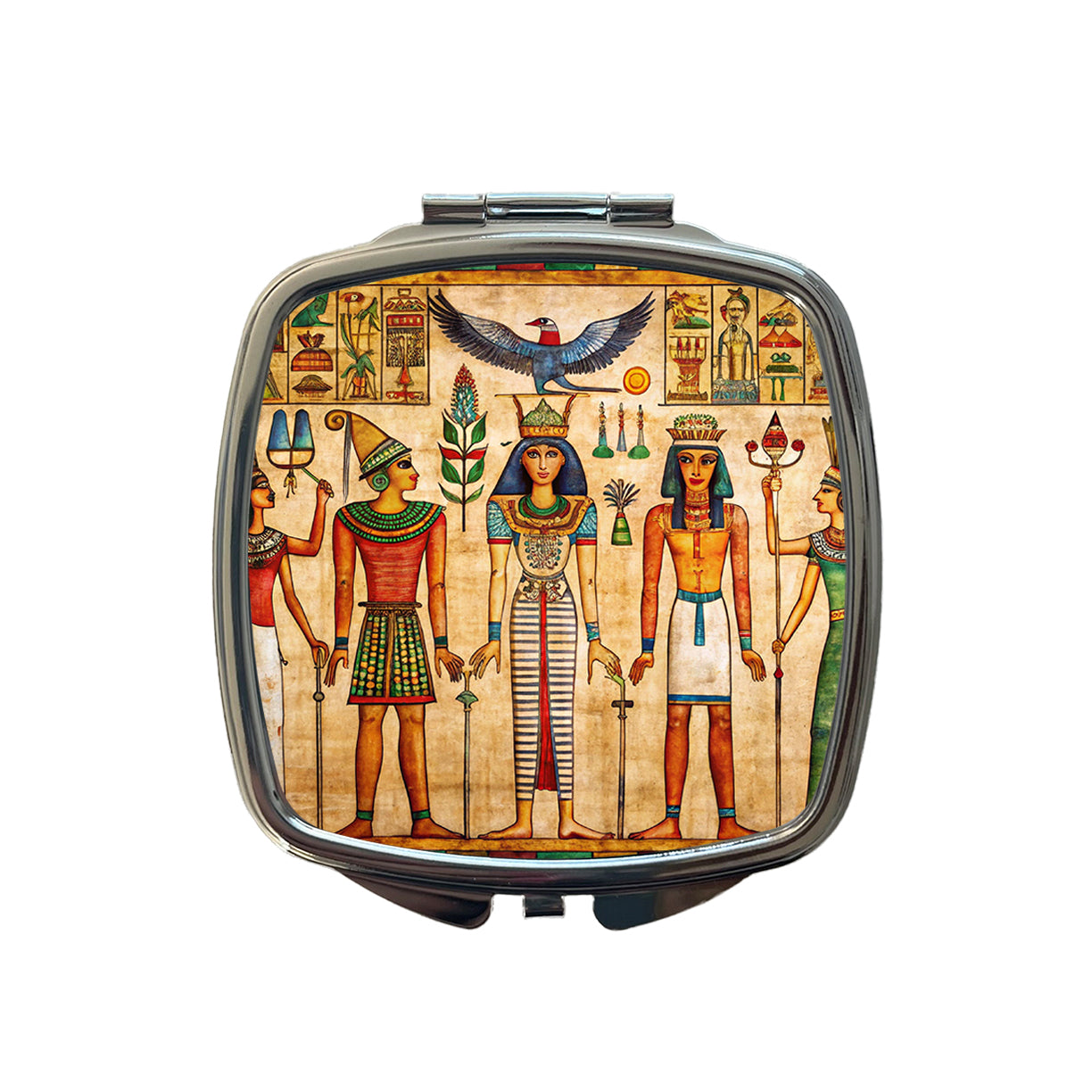 Ancient Egyptian Hieroglyphics Pharaohs Gods Small Travel Purse Handbag Pocket Makeup Compact Mirror