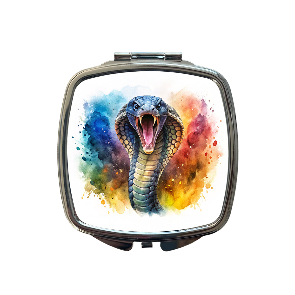 Angry Cobra Snake Reptile Watercolor Small Travel Purse Handbag Pocket Makeup Compact Mirror