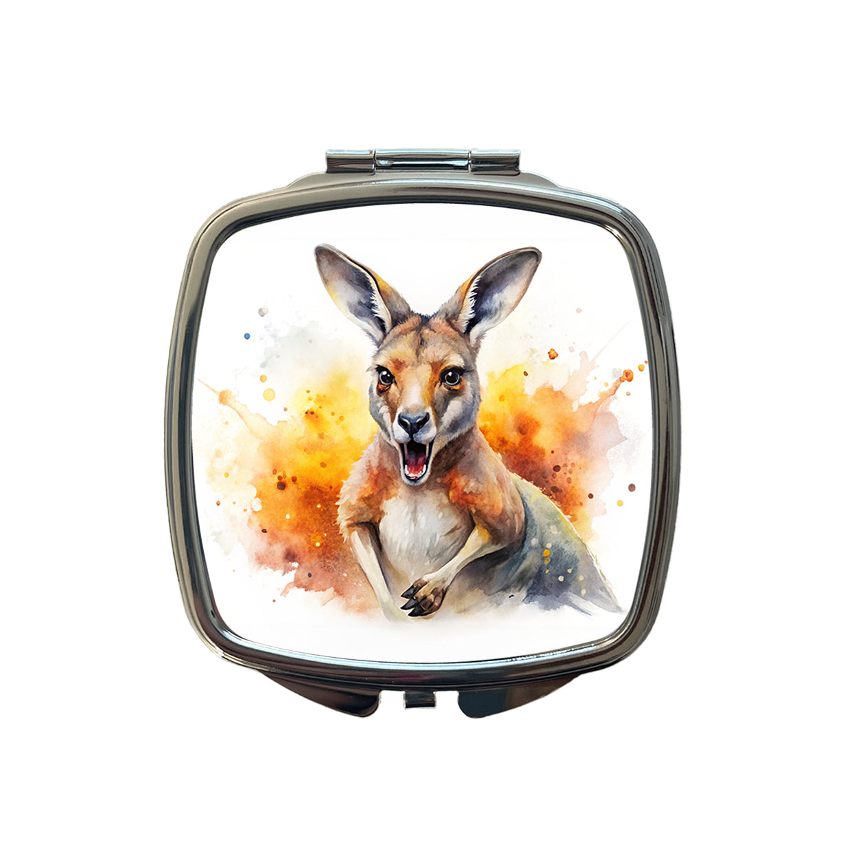 Angry Kangaroo Watercolor Small Travel Purse Handbag Pocket Makeup Compact Mirror