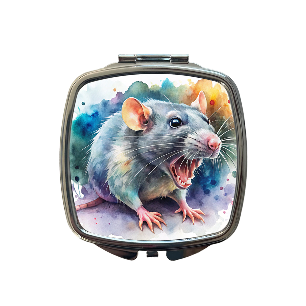 Angry Rat Watercolor Small Travel Purse Handbag Pocket Makeup Compact Mirror