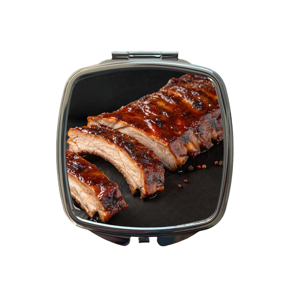 BBQ Baby Back Ribs Small Travel Purse Handbag Pocket Makeup Compact Mirror