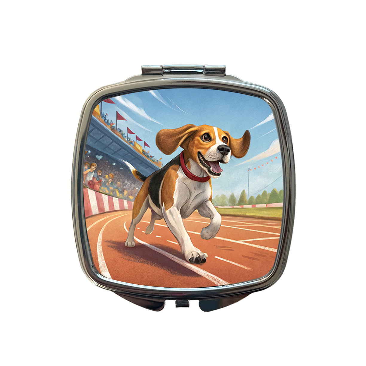 Beagle Dog Racing Small Travel Purse Handbag Pocket Makeup Compact Mirror