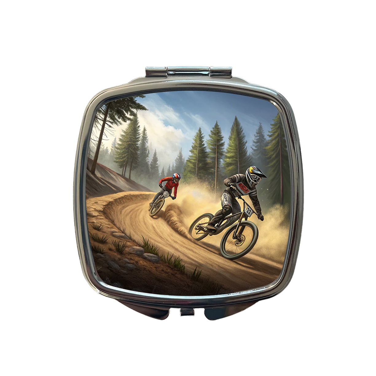 Bicycle Motocross Bikes Racing Small Travel Purse Handbag Pocket Makeup Compact Mirror