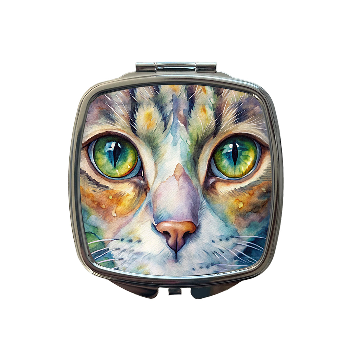 Cat Eyes Close-Up Watercolor Small Travel Purse Handbag Pocket Makeup Compact Mirror