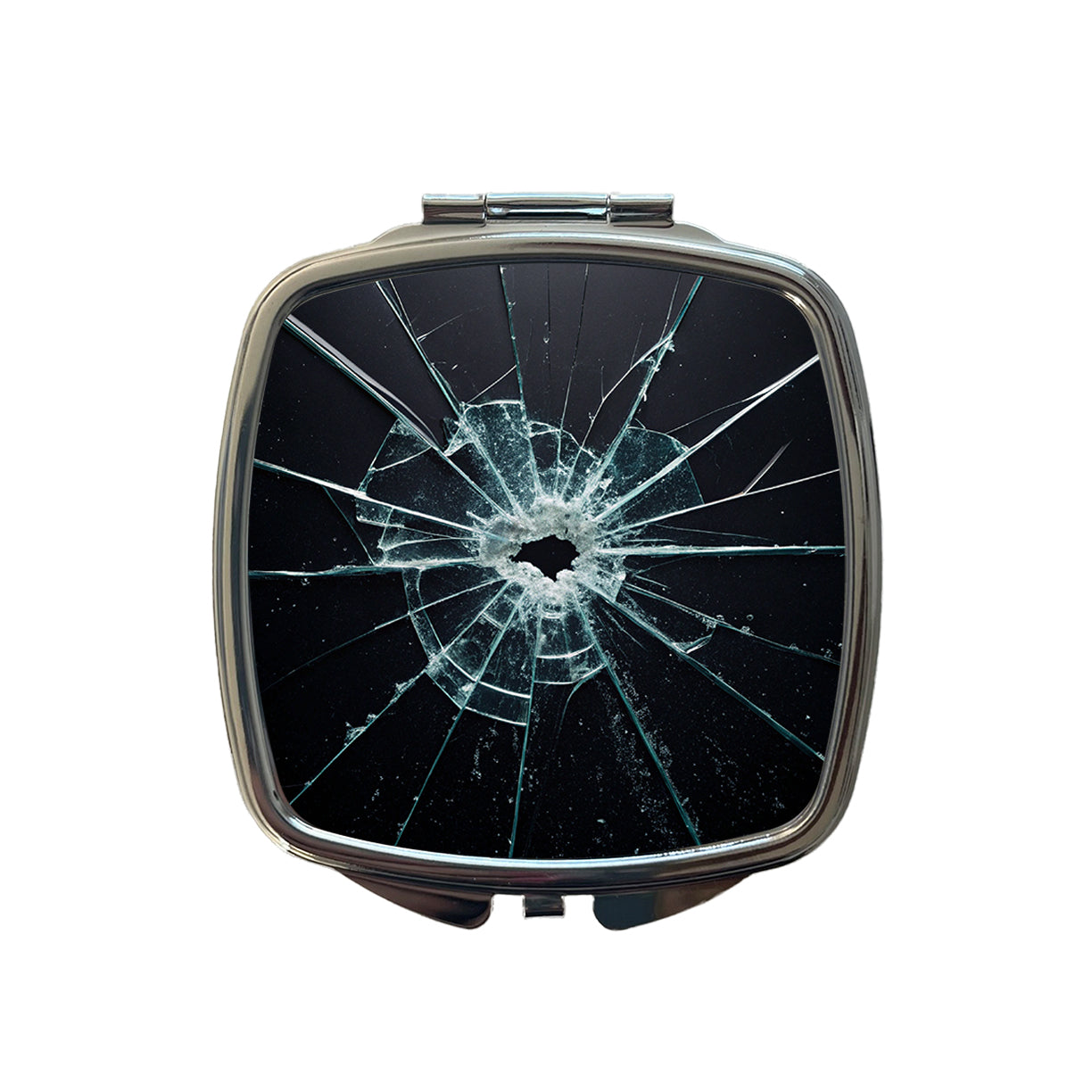 Close-Up Of Broken Pane Of Glass Small Travel Purse Handbag Pocket Makeup Compact Mirror
