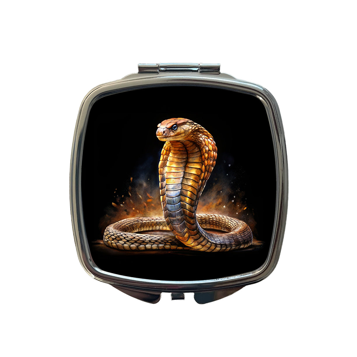 Cobra Snake Black Watercolor Small Travel Purse Handbag Pocket Makeup Compact Mirror