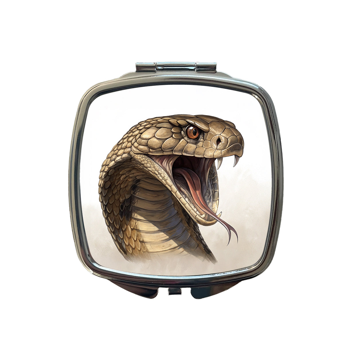 Cobra Snake Head Close-up Scary Reptile Small Travel Purse Handbag Pocket Makeup Compact Mirror