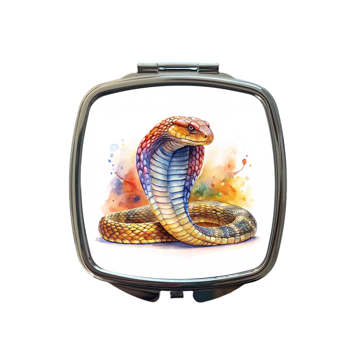 Cobra Snake Watercolor Small Travel Purse Handbag Pocket Makeup Compact Mirror