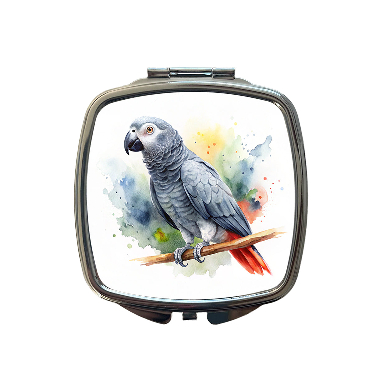 Congo African Grey Parrot Watercolor Small Travel Purse Handbag Pocket Makeup Compact Mirror