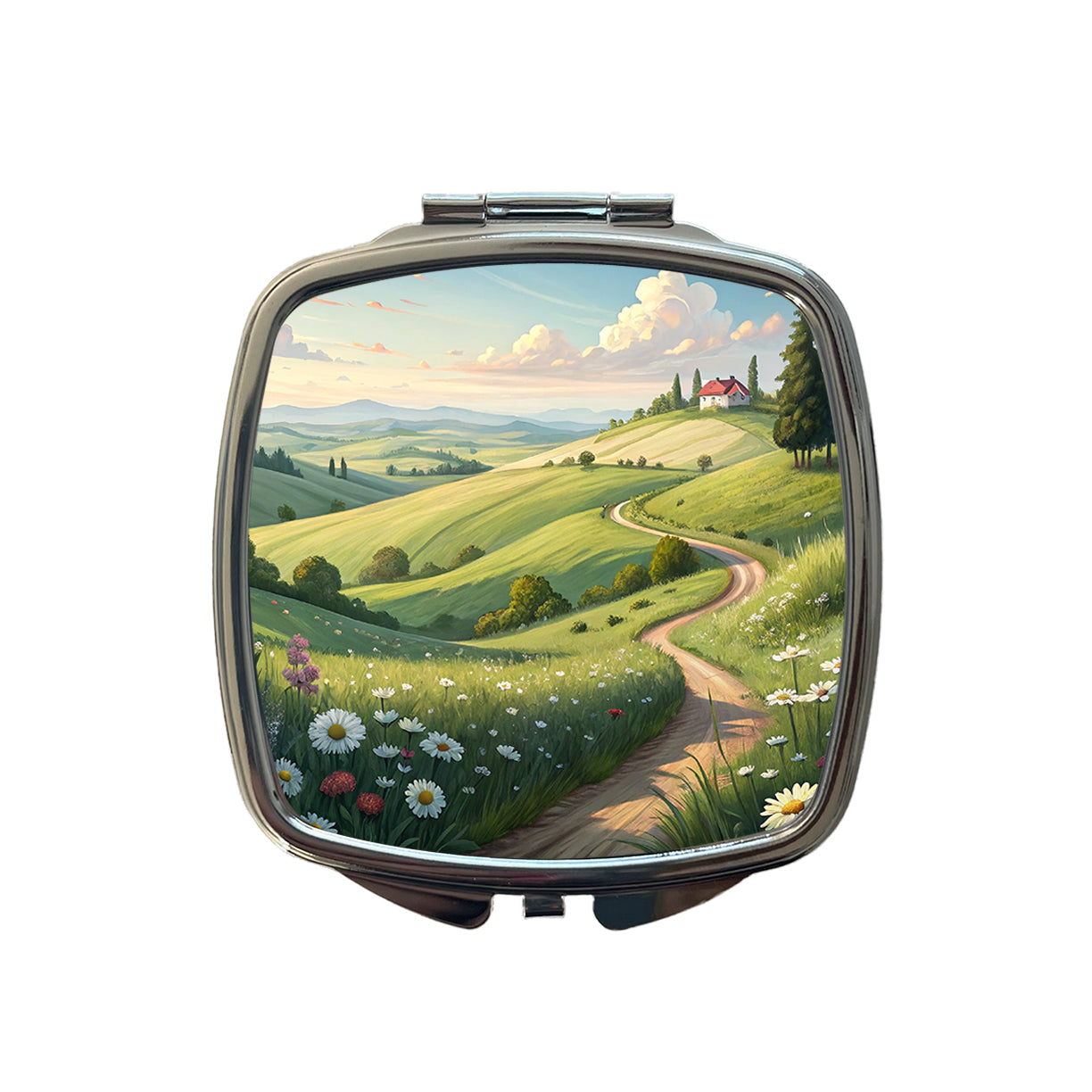 Countryside Pastoral Landscape Small Travel Purse Handbag Pocket Makeup Compact Mirror