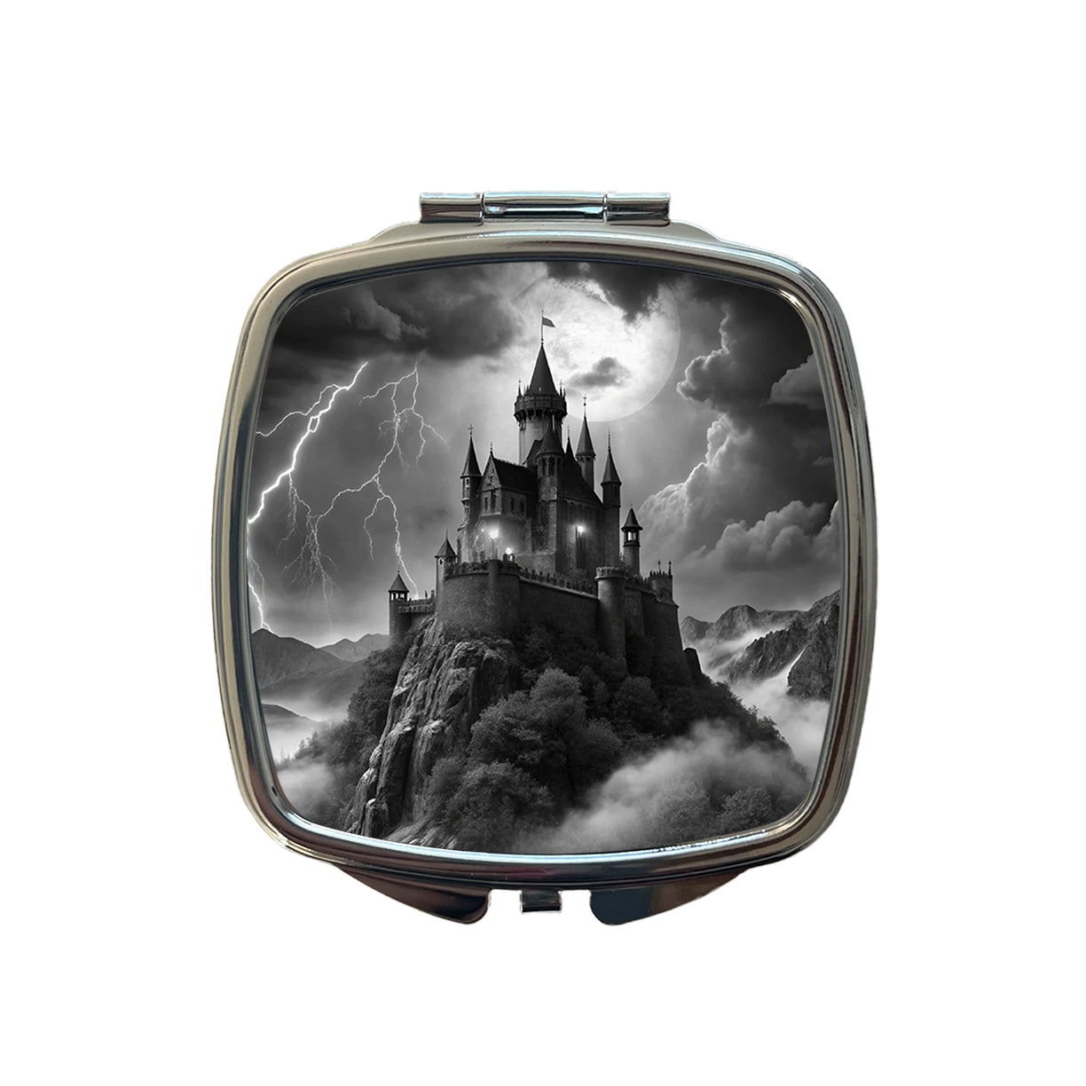 Dark and Foreboding Vampire Castle Small Travel Purse Handbag Pocket Makeup Compact Mirror