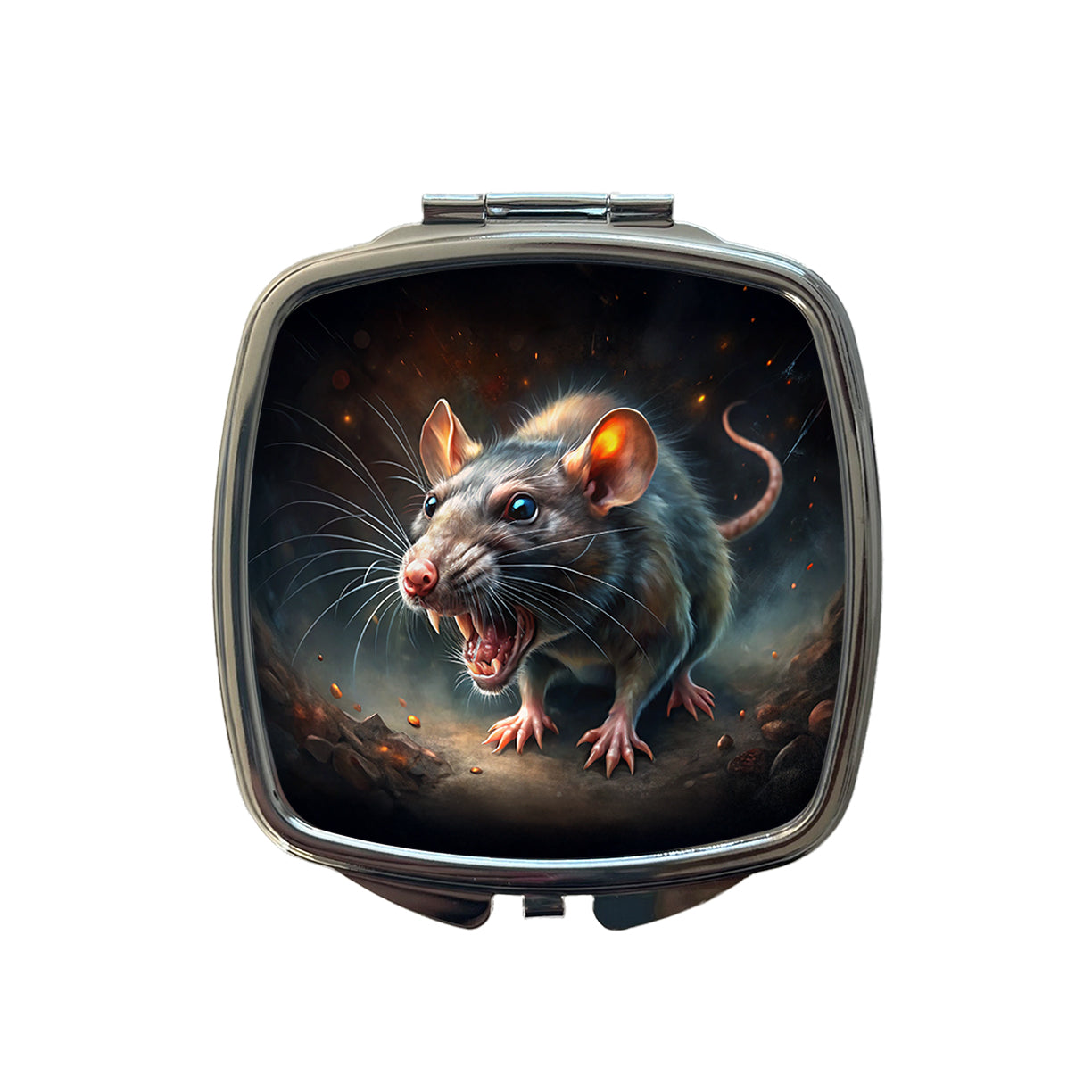 Evil Angry Rat Black Watercolor Small Travel Purse Handbag Pocket Makeup Compact Mirror