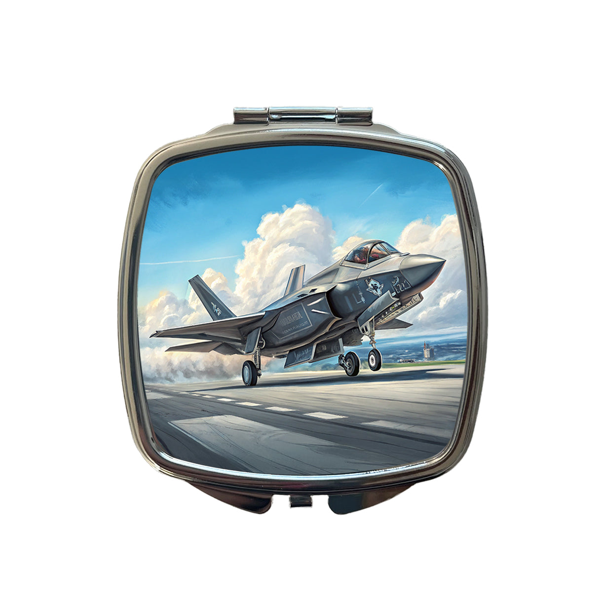 F-35 Lightning II US Air Force Navy Marines Strike Fighter Plane Small Travel Purse Handbag Pocket Makeup Compact Mirror