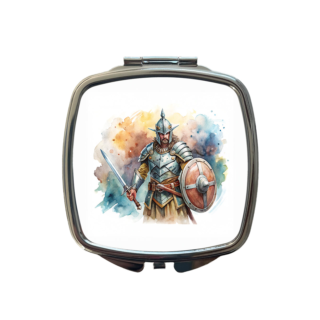 Fantasy Male Warrior Fighter With Full Armor Tank Small Travel Purse Handbag Pocket Makeup Compact Mirror