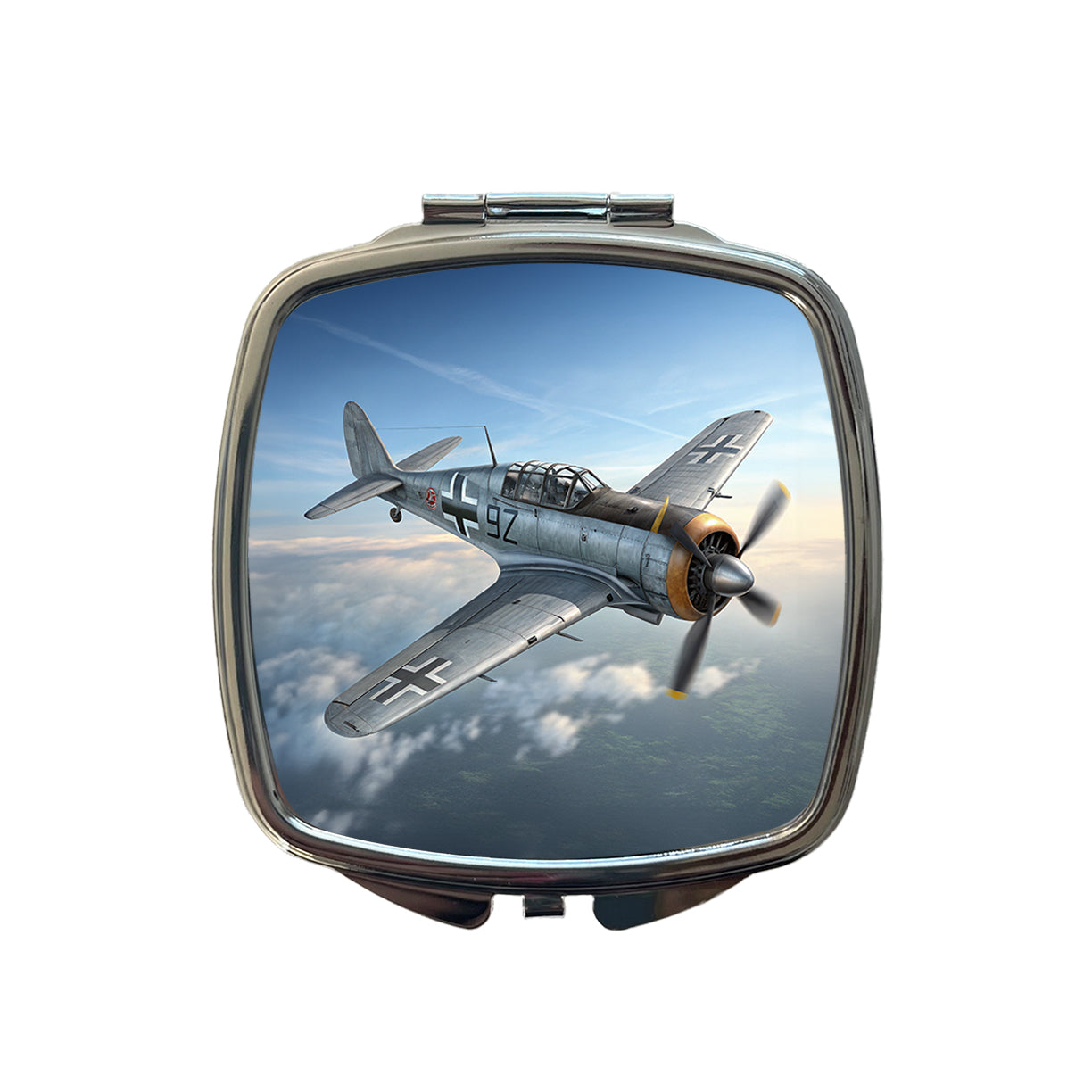 Focke Wulf Fw-190 WWII German Fighter Plane Small Travel Purse Handbag Pocket Makeup Compact Mirror