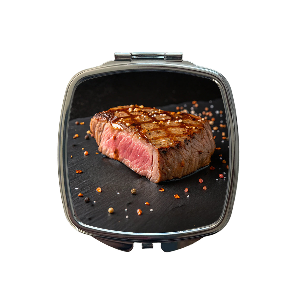 Grilled Juicy Steak Filet Small Travel Purse Handbag Pocket Makeup Compact Mirror