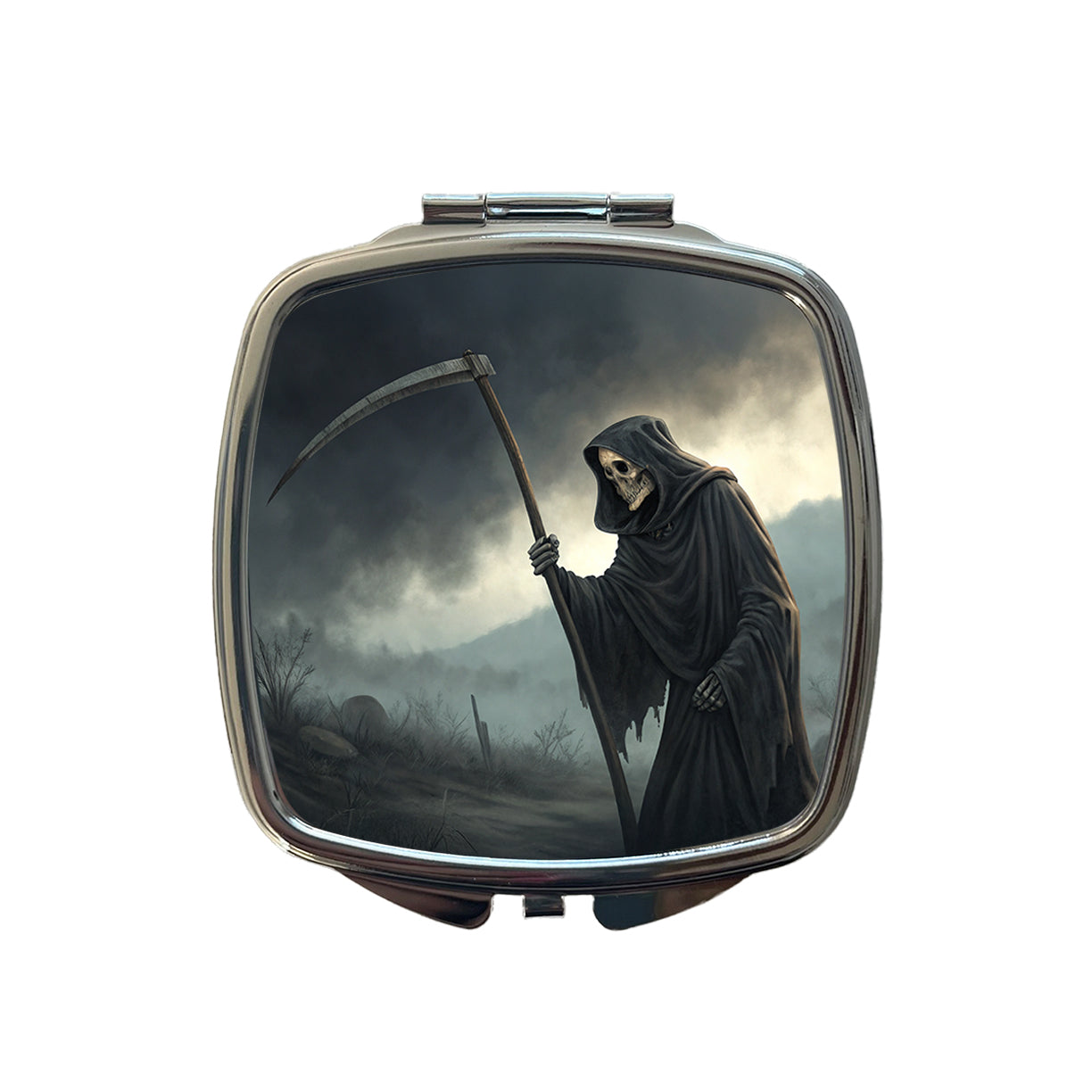 Grim Reaper Death Halloween Small Travel Purse Handbag Pocket Makeup Compact Mirror