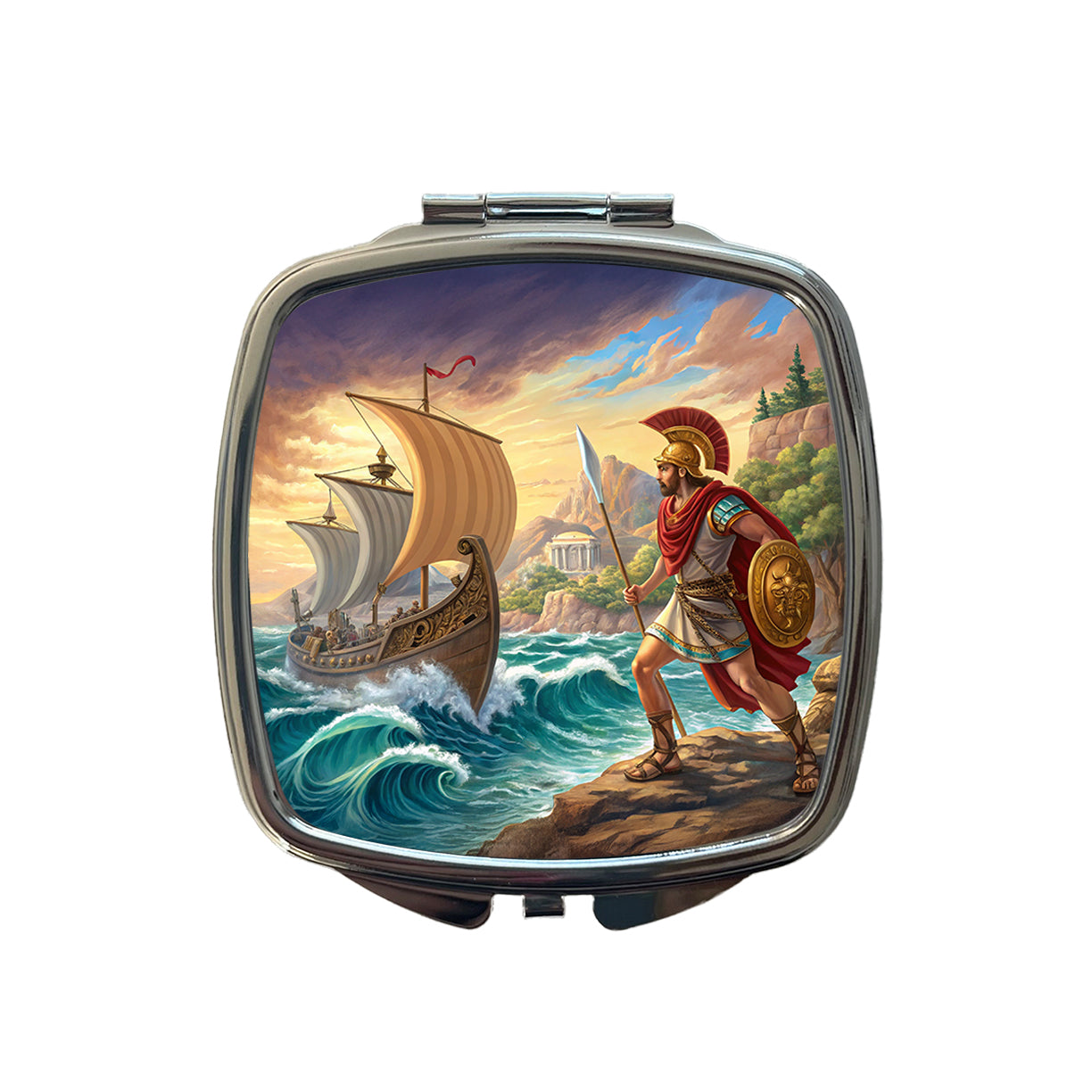 Homer's Iliad And The Odyssey Trojan War Small Travel Purse Handbag Pocket Makeup Compact Mirror