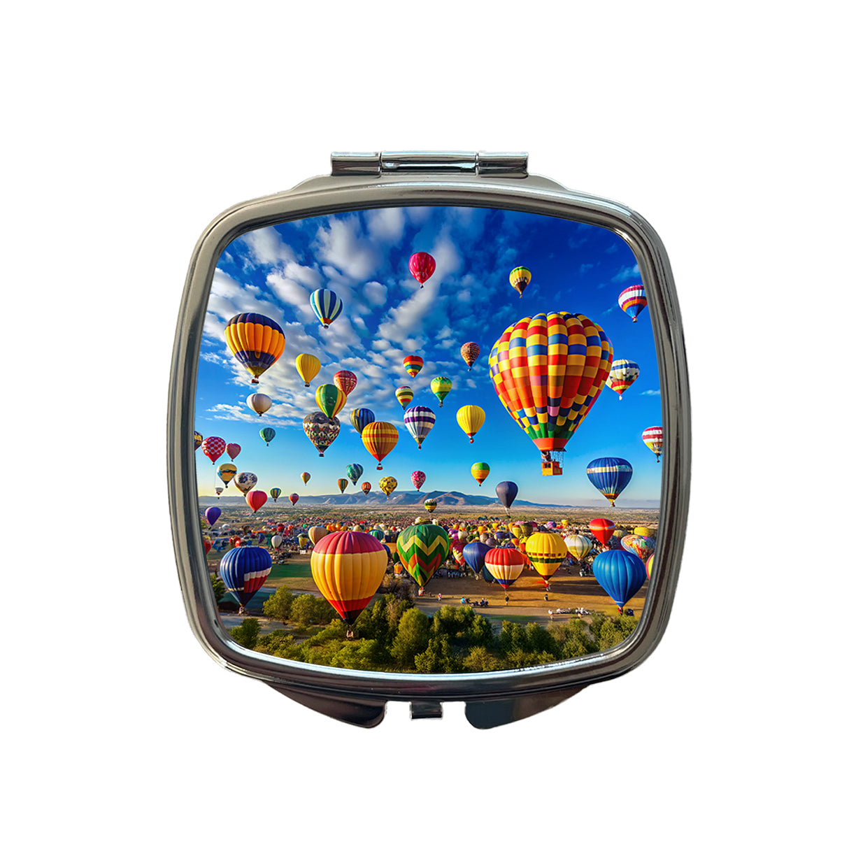 Hot Air Balloons In The Sky Balloon Festival Albuquerque Small Travel Purse Handbag Pocket Makeup Compact Mirror