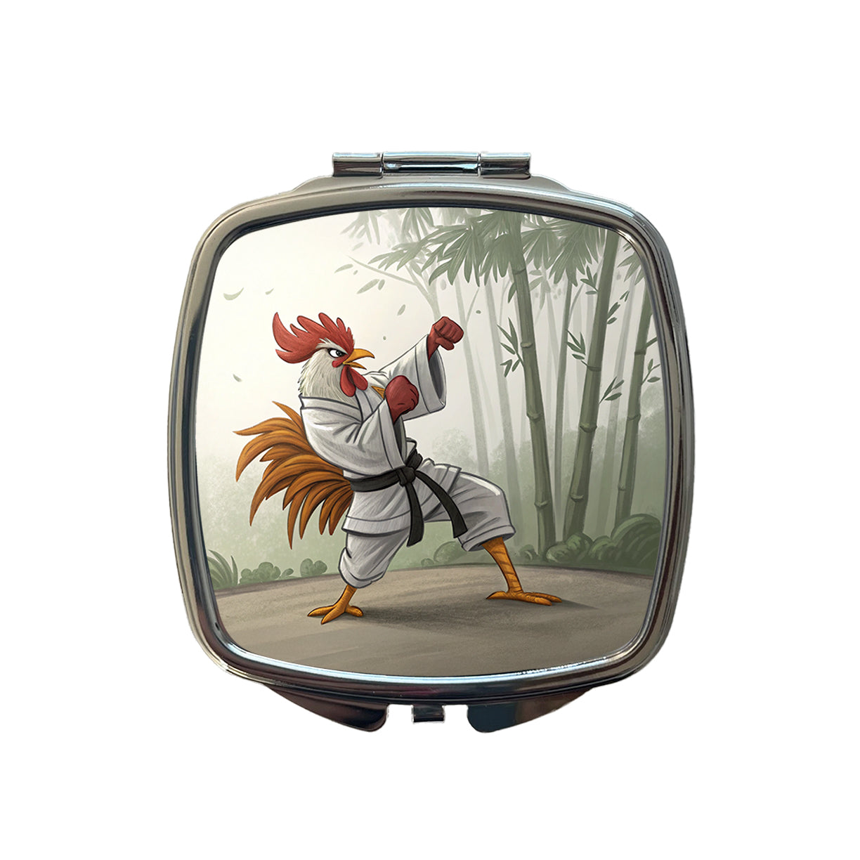 Kung Fu Karate Martial Arts Rooster Small Travel Purse Handbag Pocket Makeup Compact Mirror