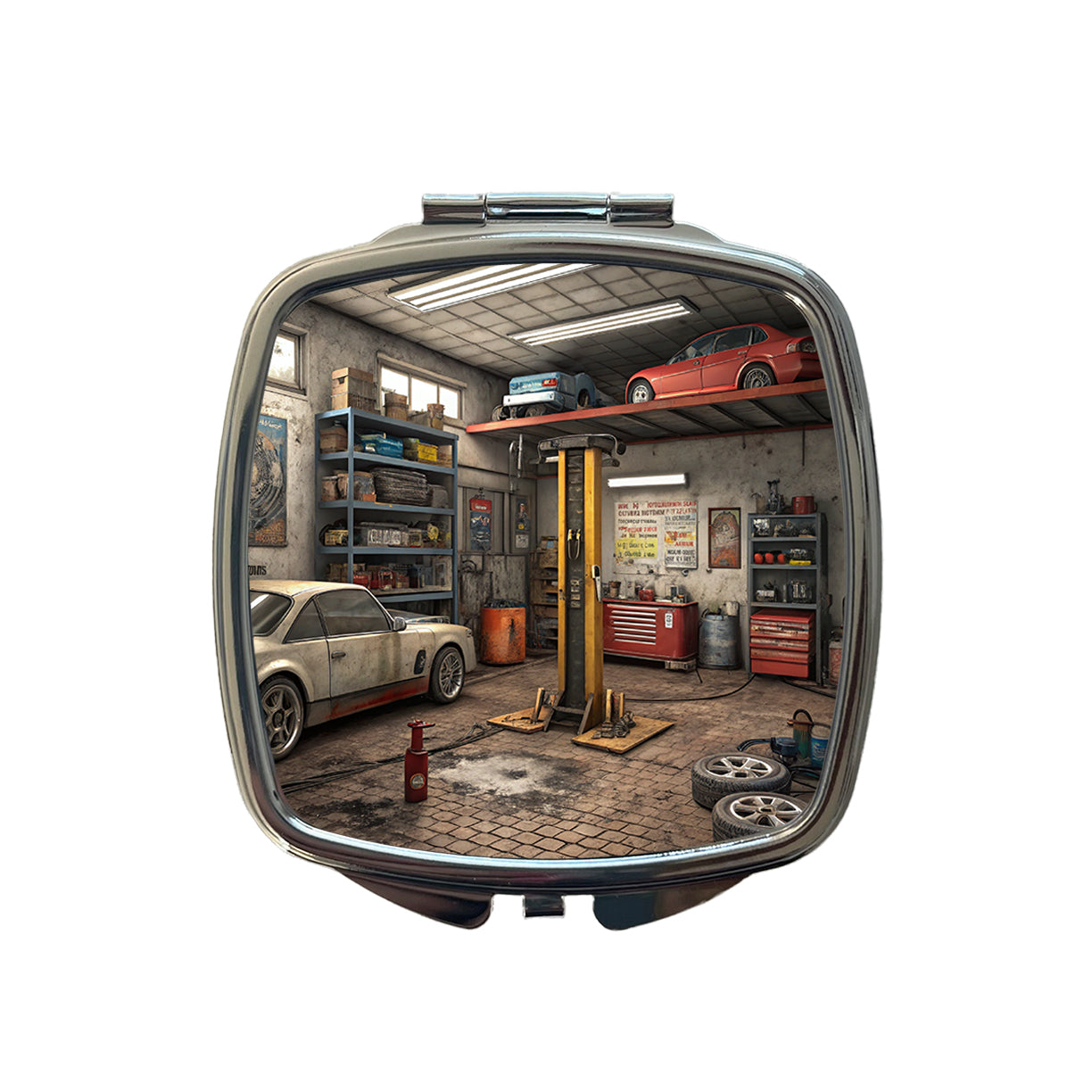 Mechanic Auto Garage Shop Small Travel Purse Handbag Pocket Makeup Compact Mirror