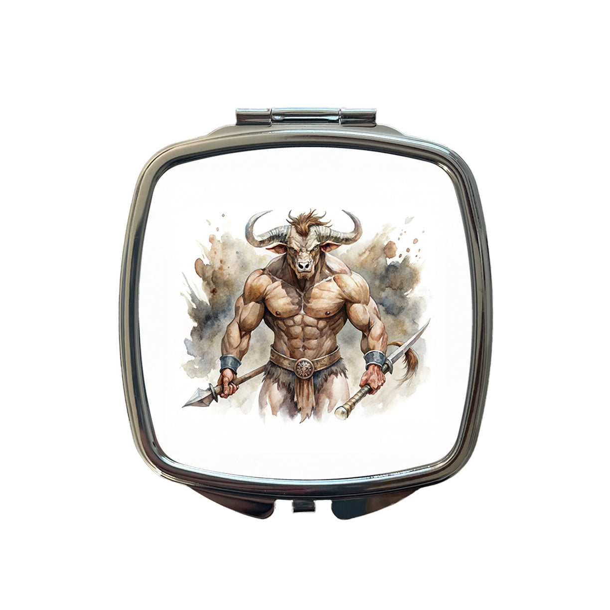 Minotaur Greek Mythology Watercolor Small Travel Purse Handbag Pocket Makeup Compact Mirror