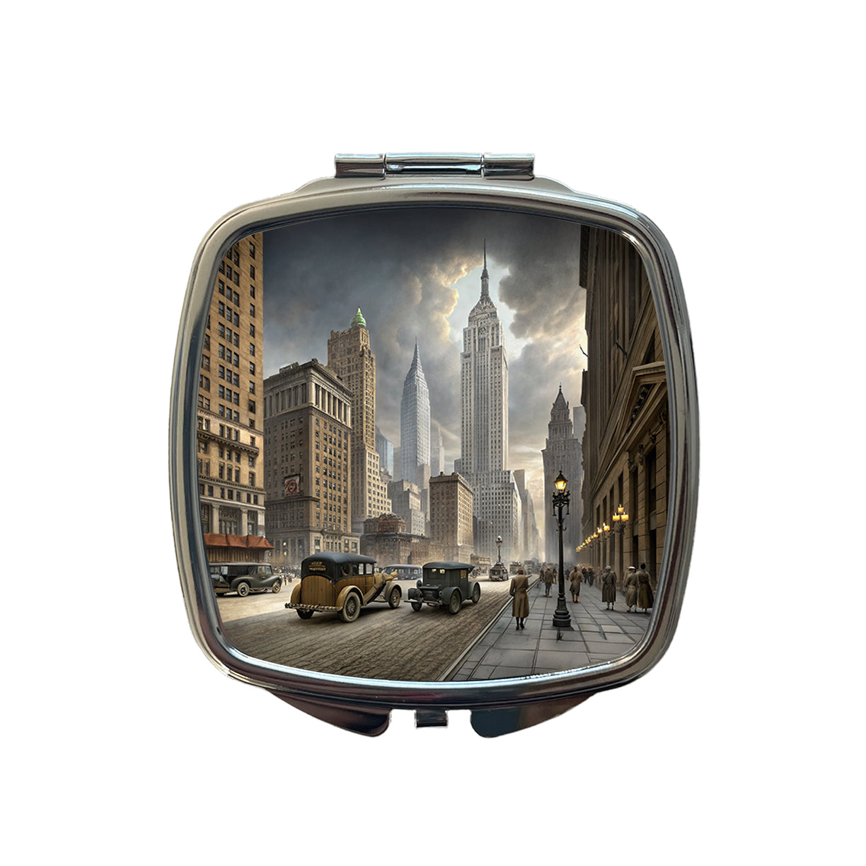 New York City in the 1900's Small Travel Purse Handbag Pocket Makeup Compact Mirror