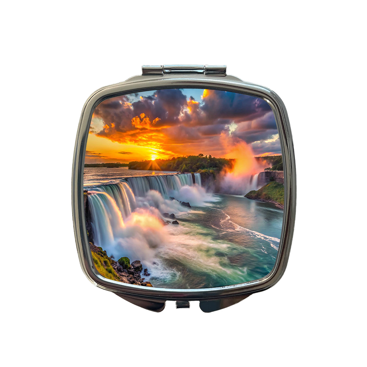 Niagara Falls At Sunset New York Small Travel Purse Handbag Pocket Makeup Compact Mirror