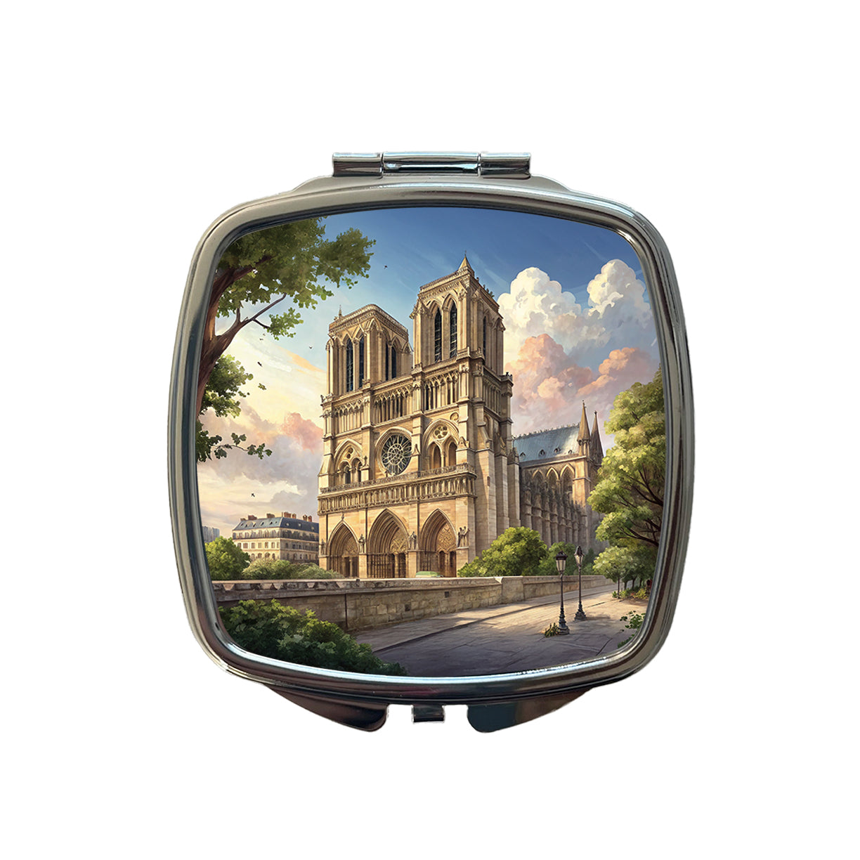 Notre Dame Church Paris France Small Travel Purse Handbag Pocket Makeup Compact Mirror