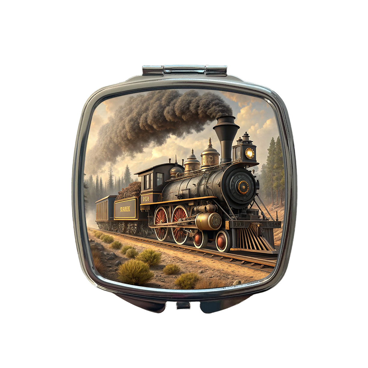 Old West Steam Locomotive Western Small Travel Purse Handbag Pocket Makeup Compact Mirror