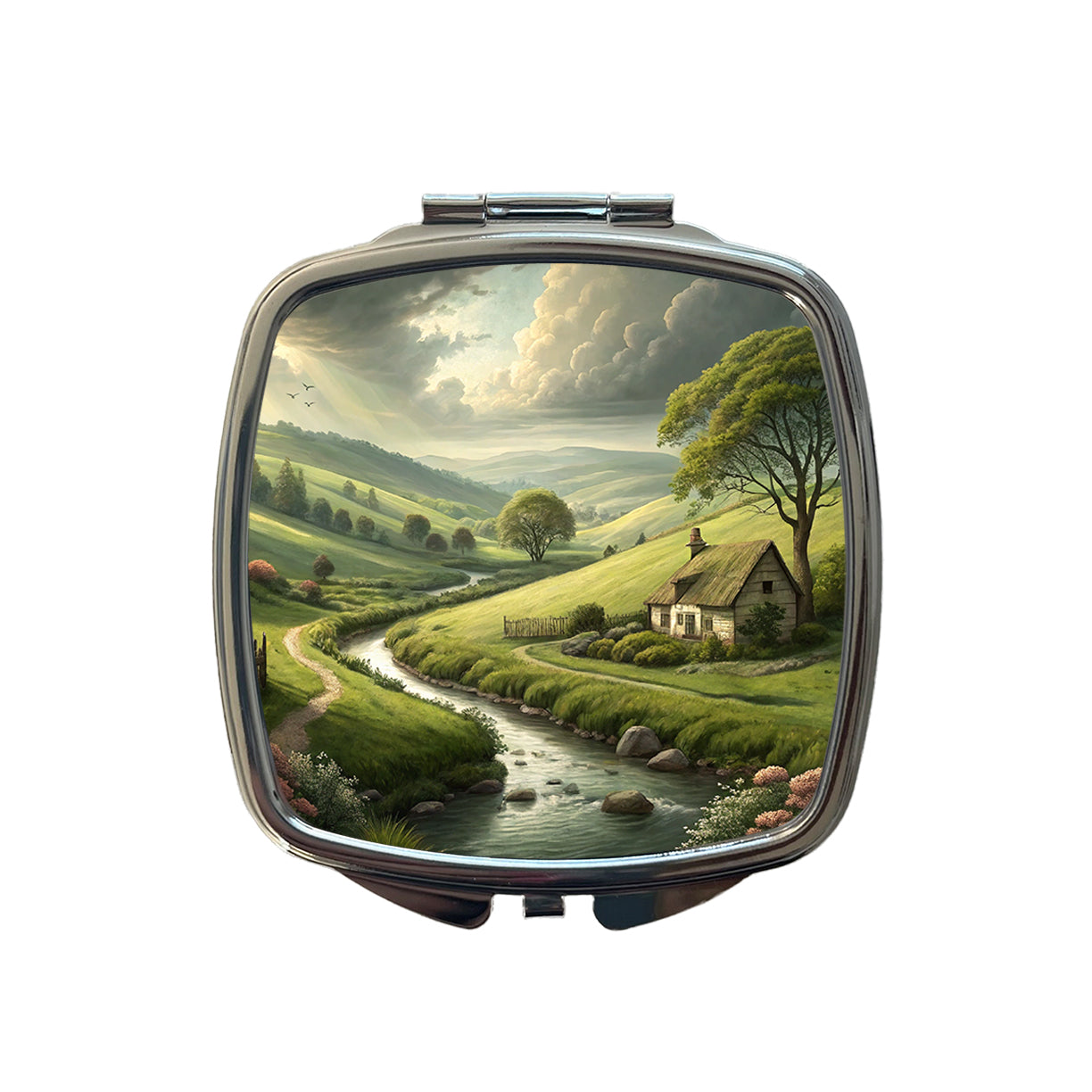 Pastoral Country Landscape Small Travel Purse Handbag Pocket Makeup Compact Mirror