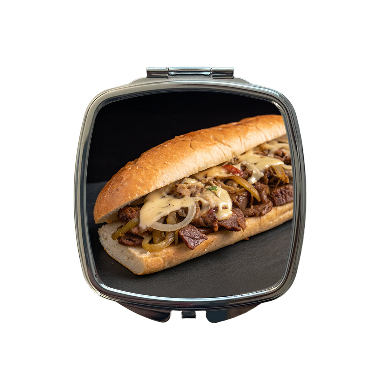 Philly Cheesesteak Sub Sandwich Small Travel Purse Handbag Pocket Makeup Compact Mirror