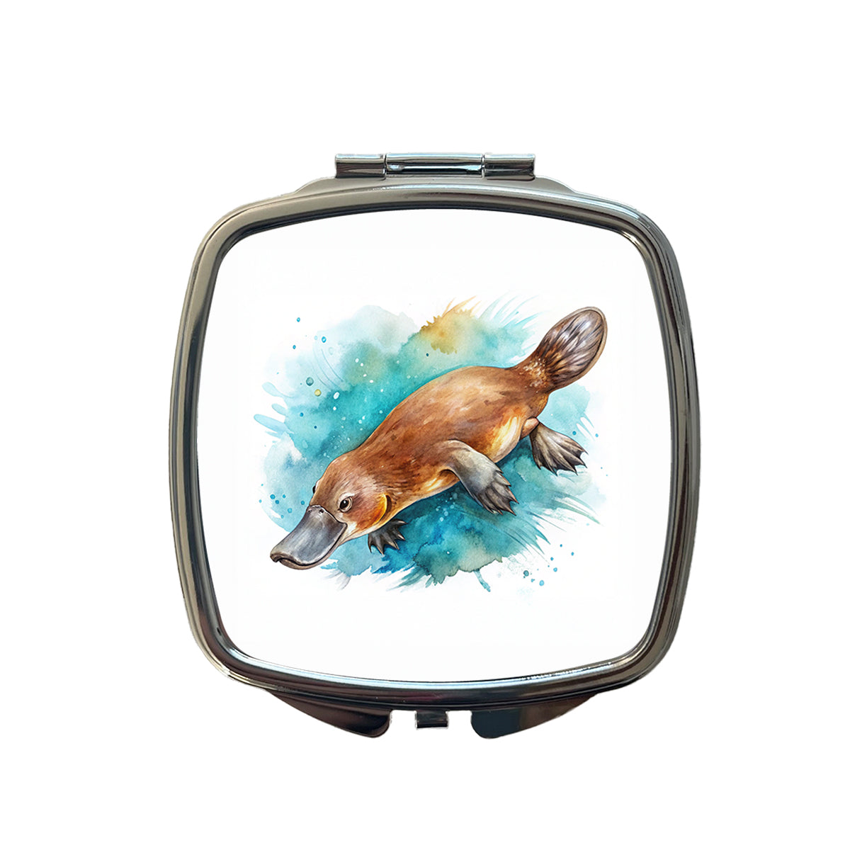 Platypus Swimming Watercolor Small Travel Purse Handbag Pocket Makeup Compact Mirror