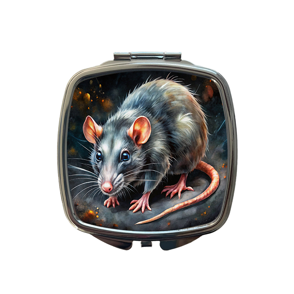 Rat Black Watercolor Small Travel Purse Handbag Pocket Makeup Compact Mirror