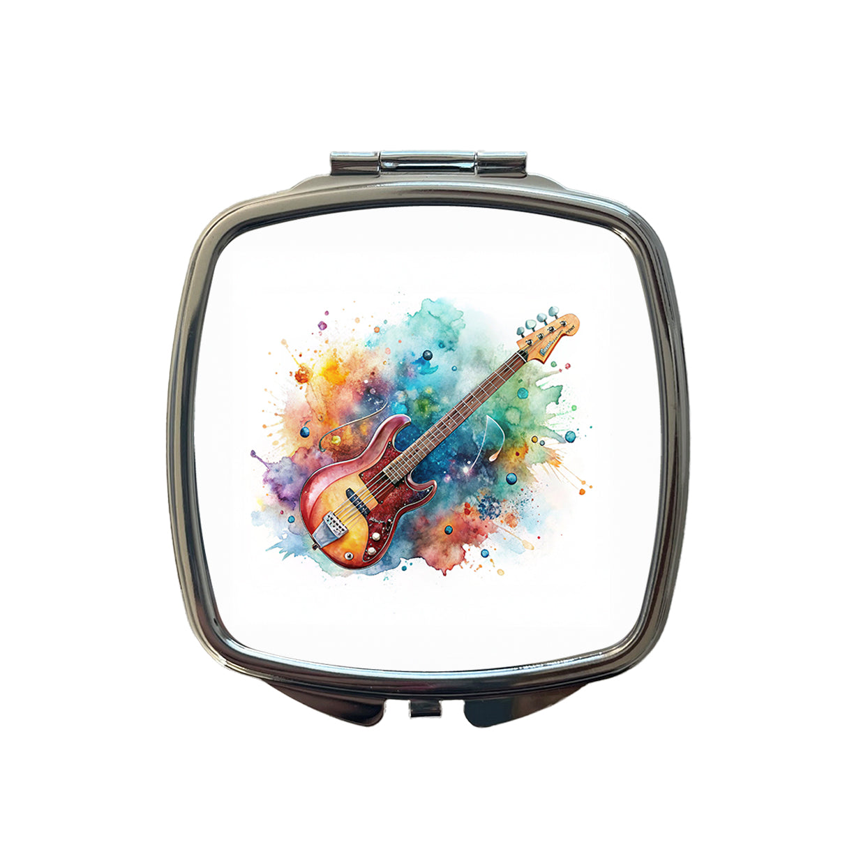 Rock And Roll Guitar Watercolor Small Travel Purse Handbag Pocket Makeup Compact Mirror