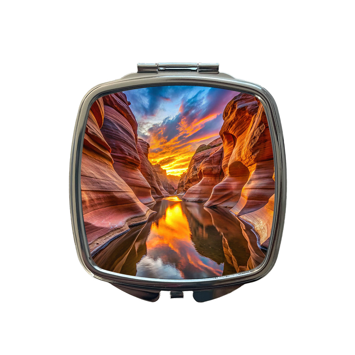 Slot Canyons And Water At Sunset Utah Arizona Small Travel Purse Handbag Pocket Makeup Compact Mirror