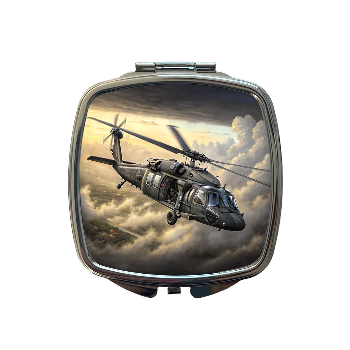 UH-60 Black Hawk US Helicopter Small Travel Purse Handbag Pocket Makeup Compact Mirror