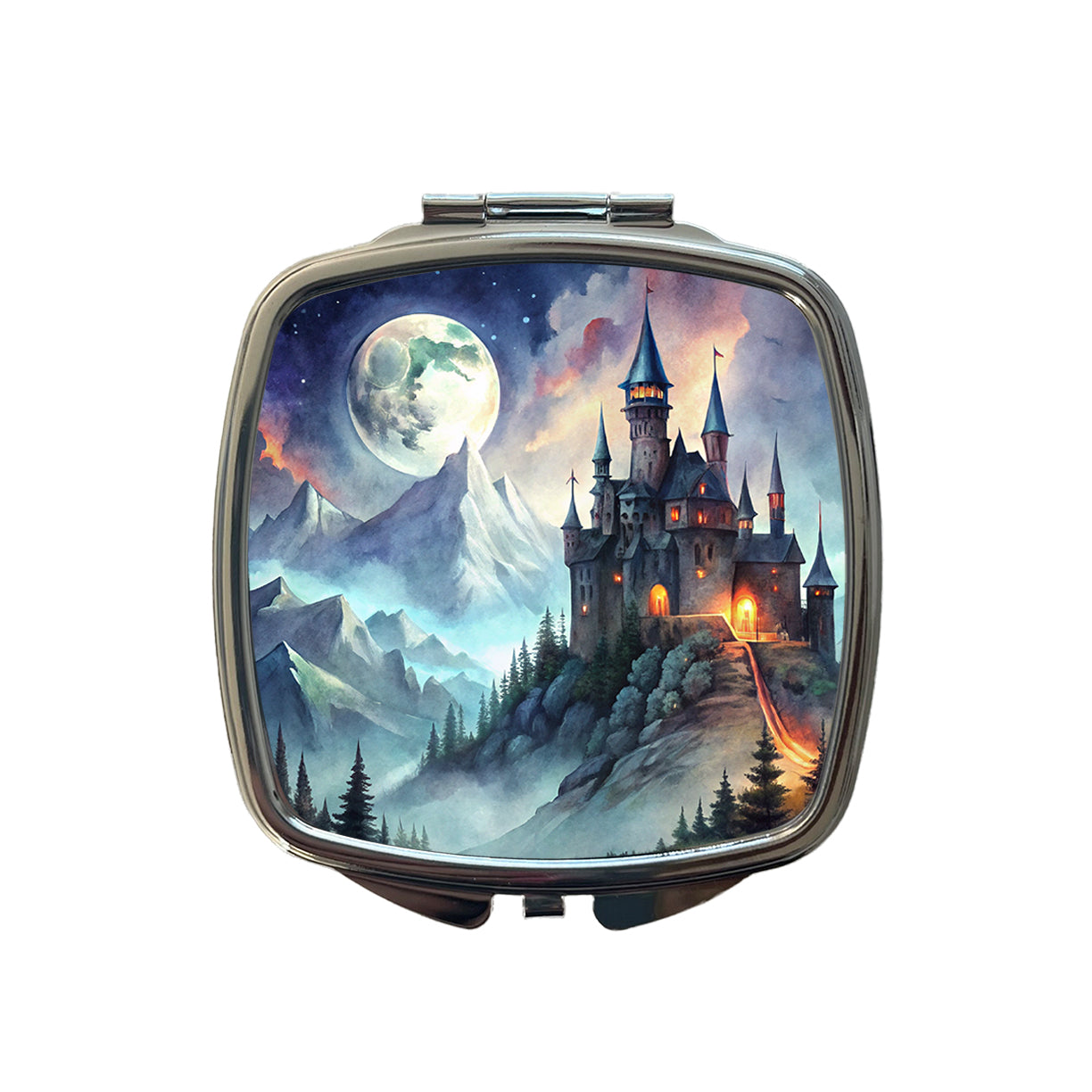 Vampire Castle On Mountain Top Under A Full Moon Small Travel Purse Handbag Pocket Makeup Compact Mirror