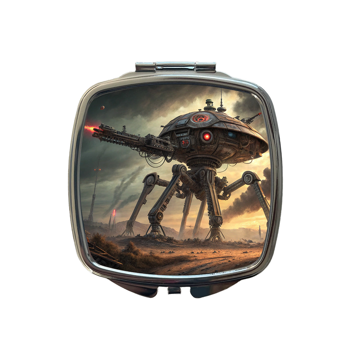 War Of The Worlds Sci-fi Martian War Machine Small Travel Purse Handbag Pocket Makeup Compact Mirror