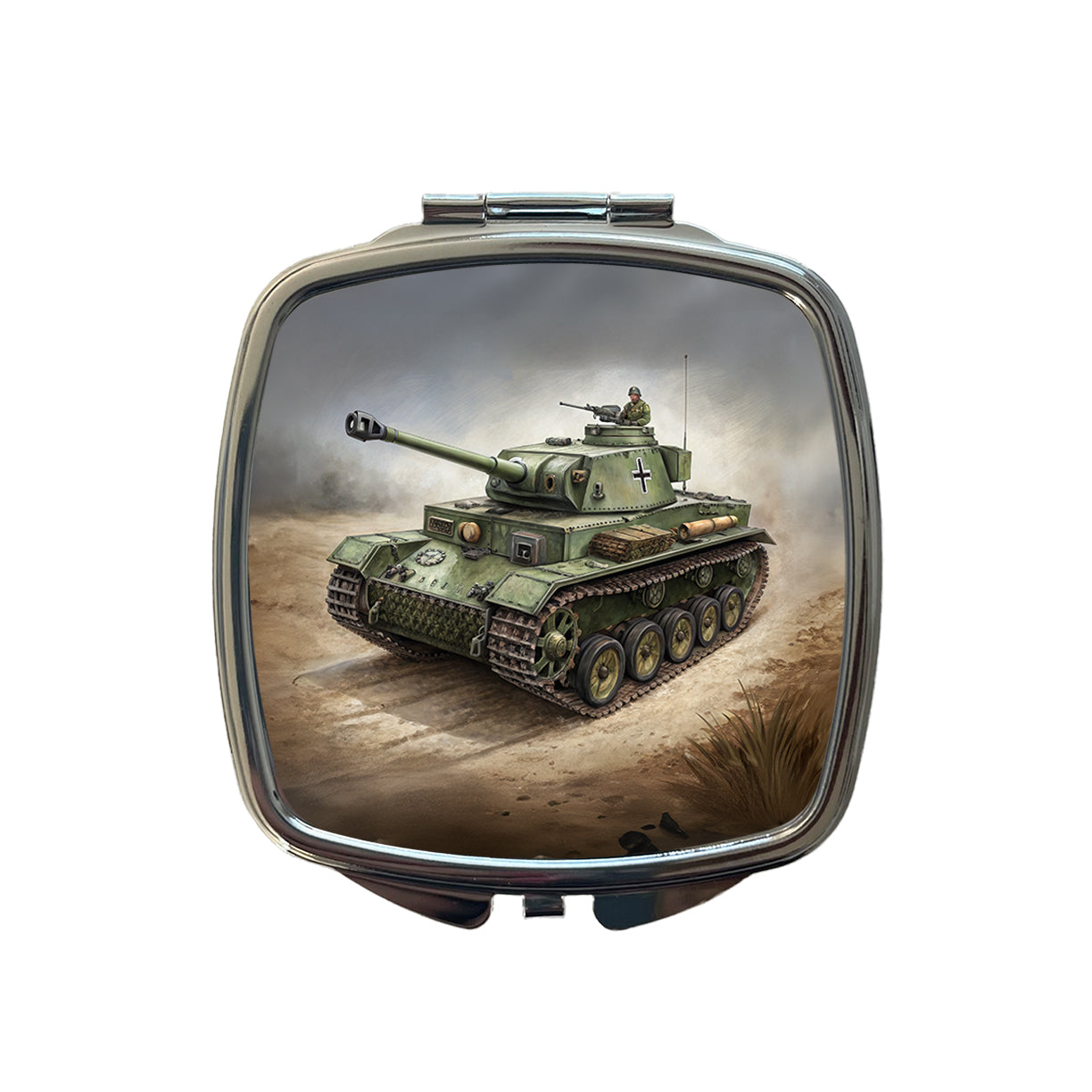 WWII German Panzer IV Tank Small Travel Purse Handbag Pocket Makeup Compact Mirror