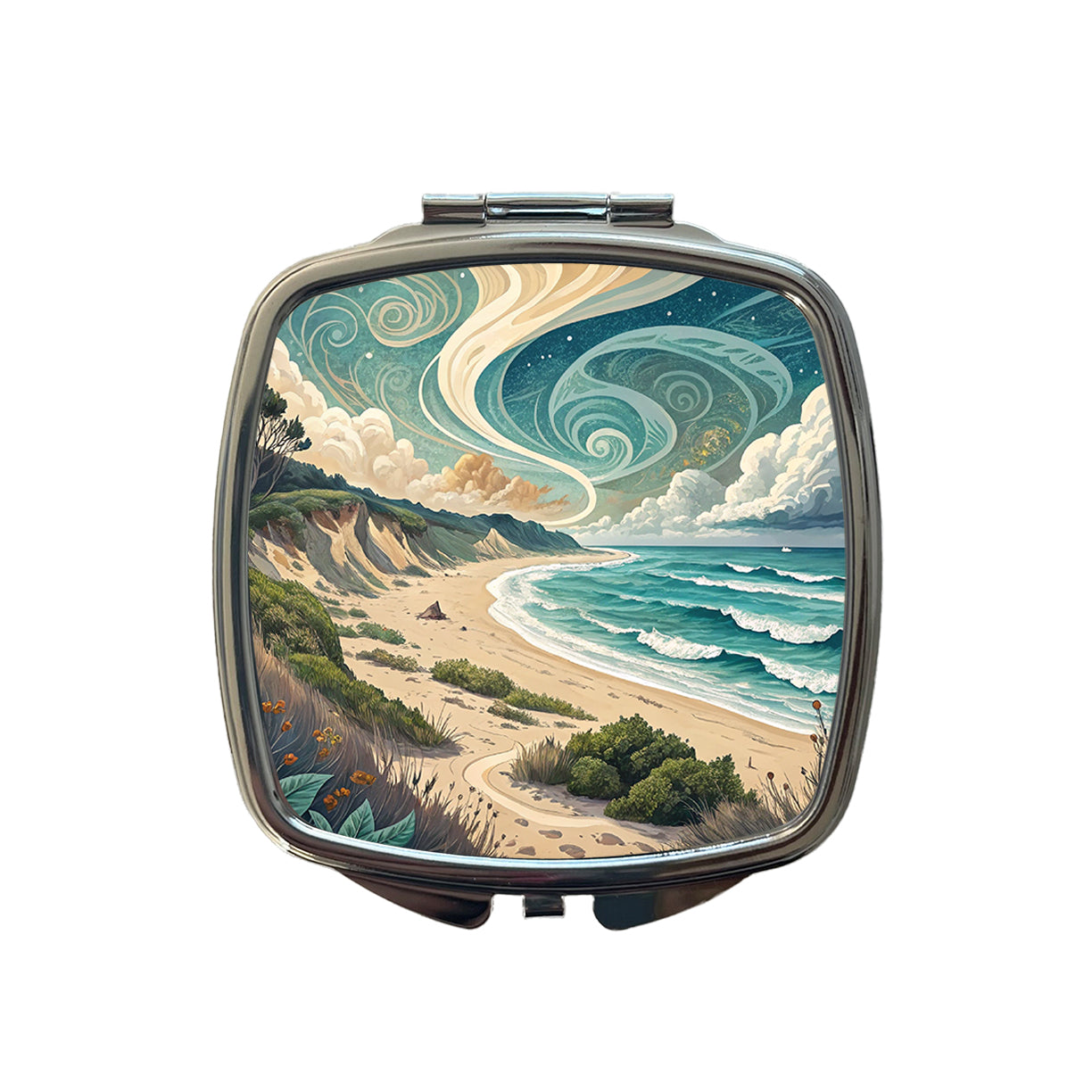 Abstract Beach Shore Landscape Small Travel Purse Handbag Pocket Makeup Compact Mirror