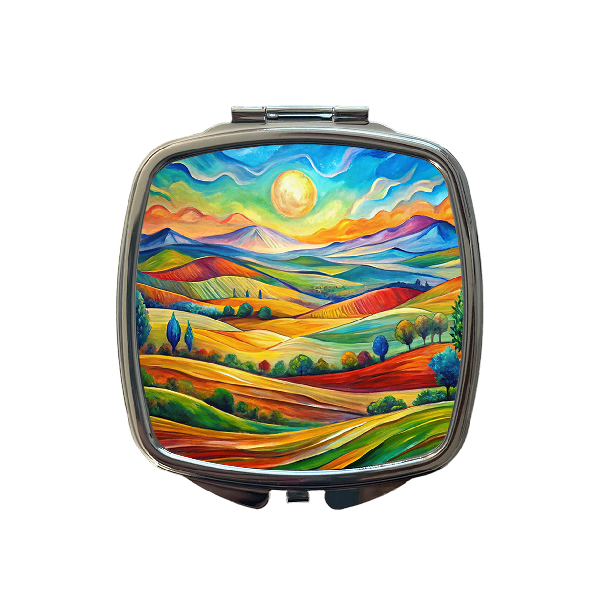 Abstract Colorful Landscape Small Travel Purse Handbag Pocket Makeup Compact Mirror
