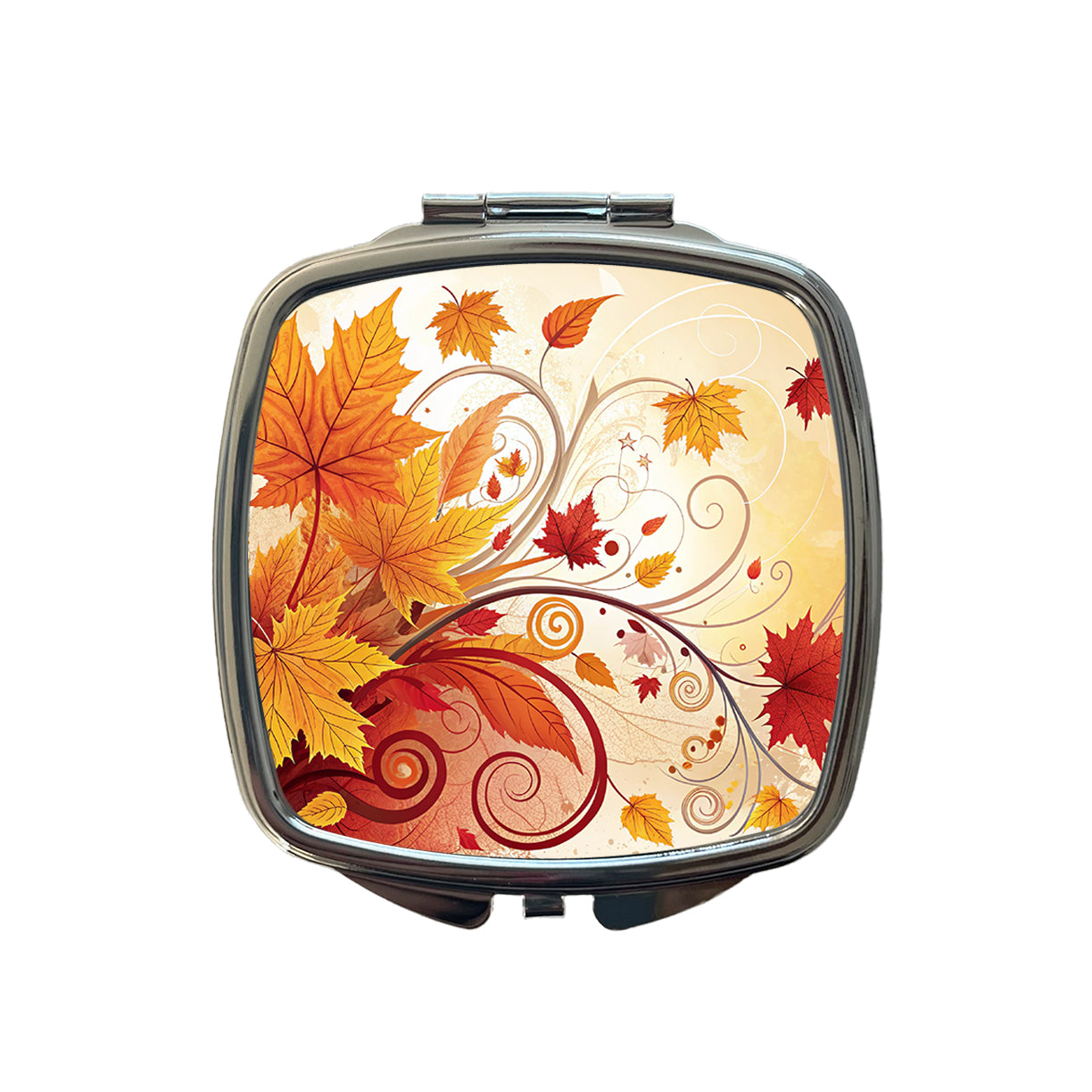 Abstract Fall Autumn Leaves Design Small Travel Purse Handbag Pocket Makeup Compact Mirror