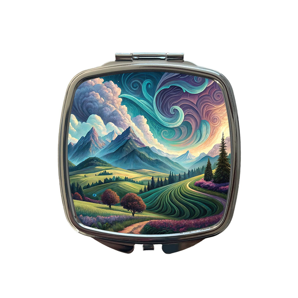 Abstract Pastels Landscape Small Travel Purse Handbag Pocket Makeup Compact Mirror